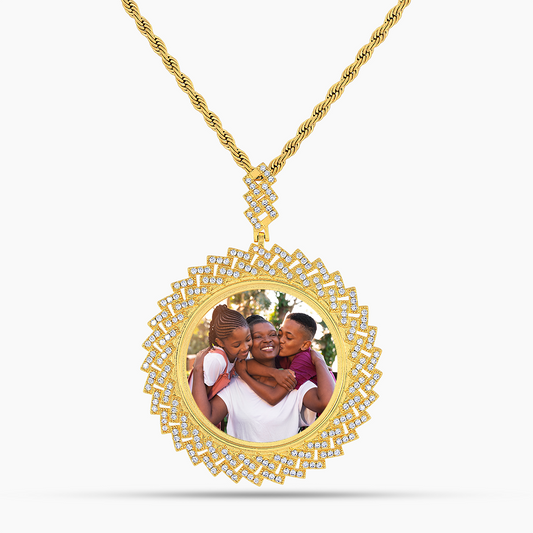 Iced Prong Cuban Medallion Photo Pendant