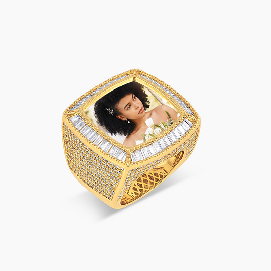 Iced Baguette Picture Ring