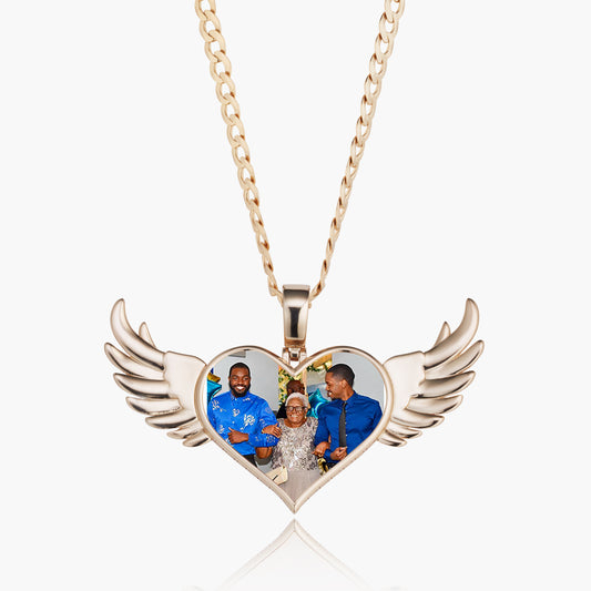 High Polish Aviator Heart Photo Pendant