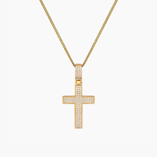 The Double Plated Iced Cross Pendant