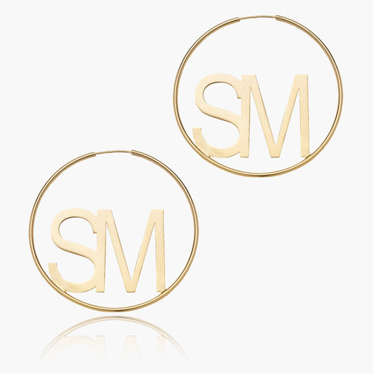 Two Initial Wire Hoop Earring