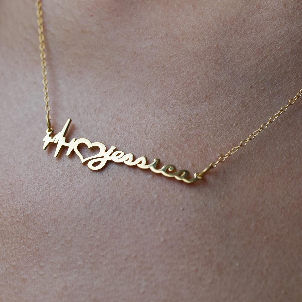 Name Necklace - Heartbeat Name Necklace