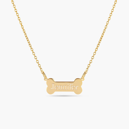 Engraved Dog Bone Pendant Necklace