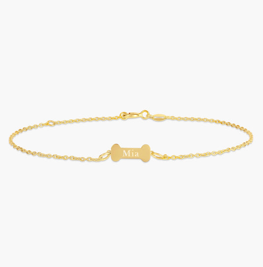 Engraved Dog Bone Anklet